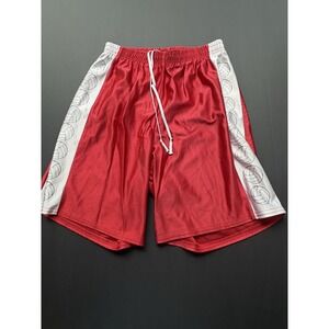 COBBLESTONE Red Athletic Gym Shorts Size‎ S Men's Sports Mesh Volleyball Print